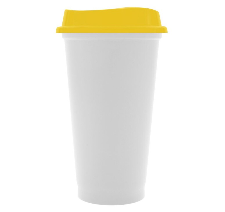 Стакан с крышкой Color Cap White, белый с желтым