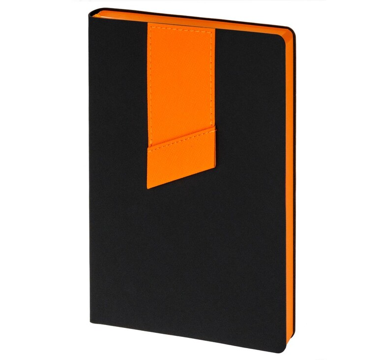 Ежедневник Bookmark, недатированный, черный с оранжевым