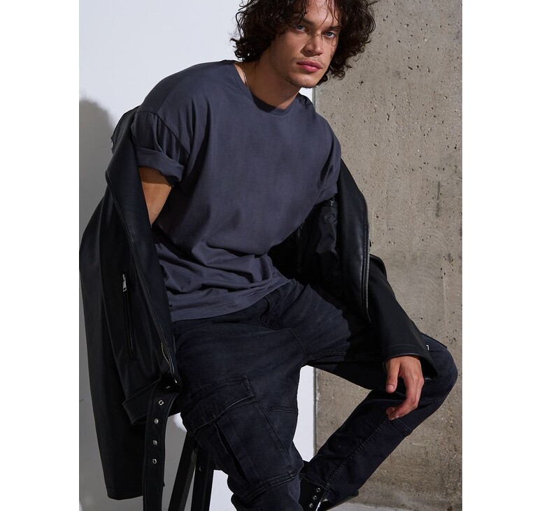 Футболка Oversize Premium, темно-серая (антрацит), размер S