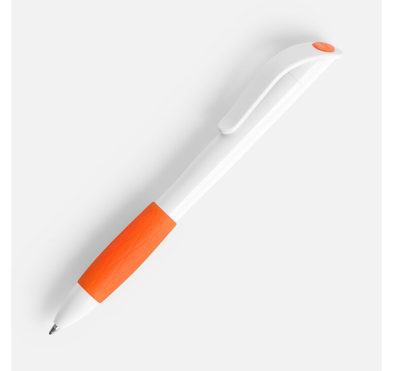 Ручка шариковая Grip, белая с оранжевым