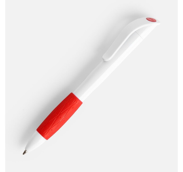 Ручка шариковая Grip, белая с красным