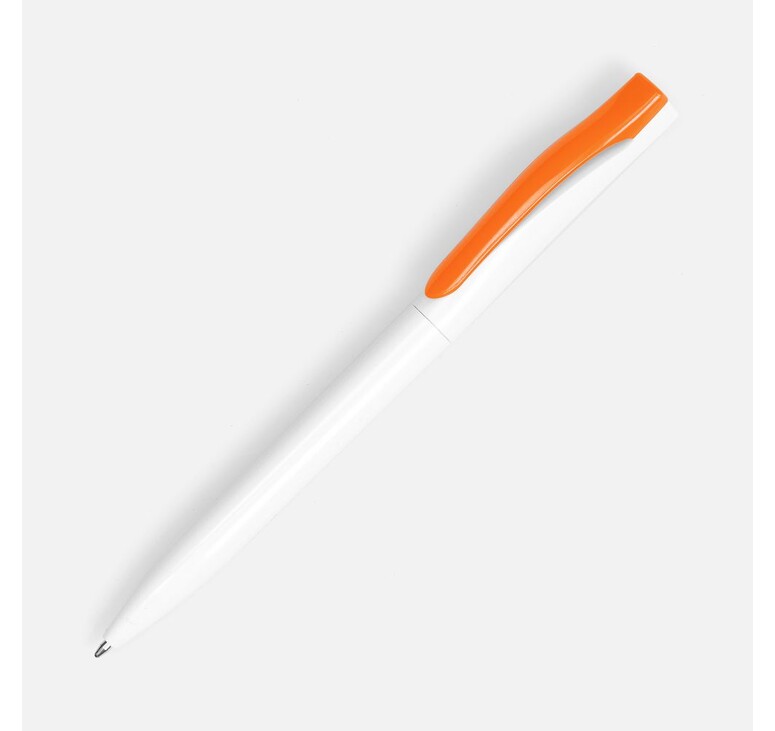 Ручка шариковая Pin, белая с оранжевым
