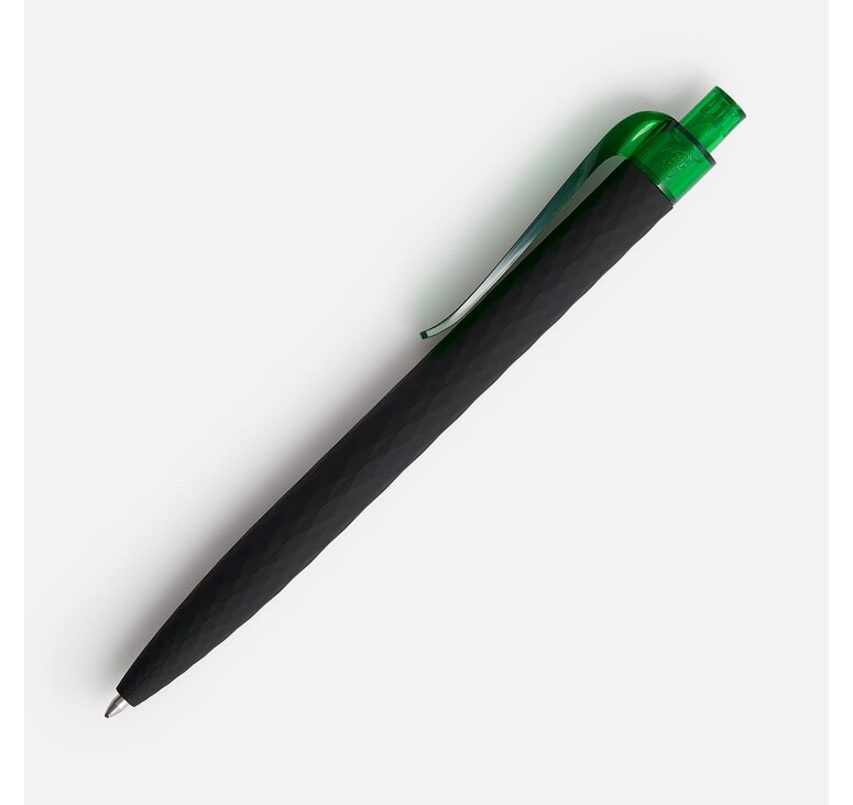 Ручка шариковая Prodir QS01 PRT-T Soft Touch, черная с зеленым