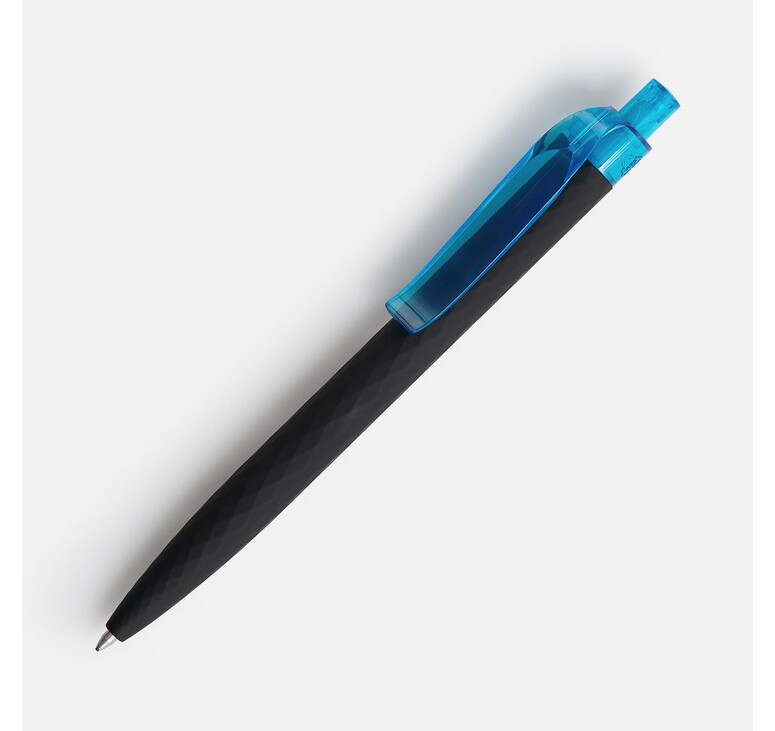 Ручка шариковая Prodir QS01 PRT-T Soft Touch, черная с голубым