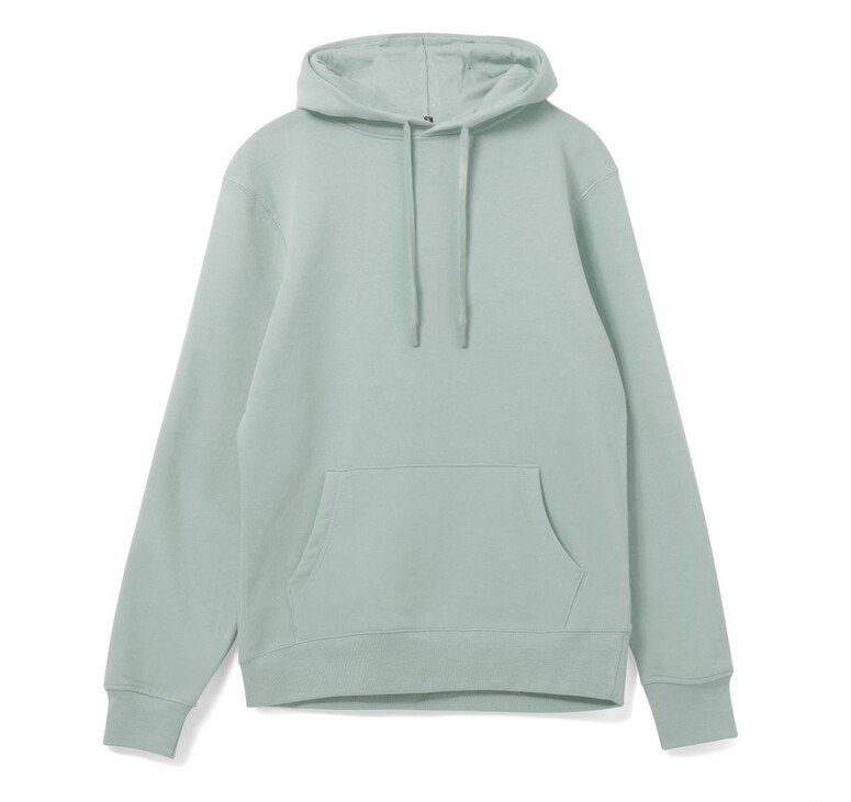 Толстовка с капюшоном унисекс Hoodie, серо-зеленая, размер S