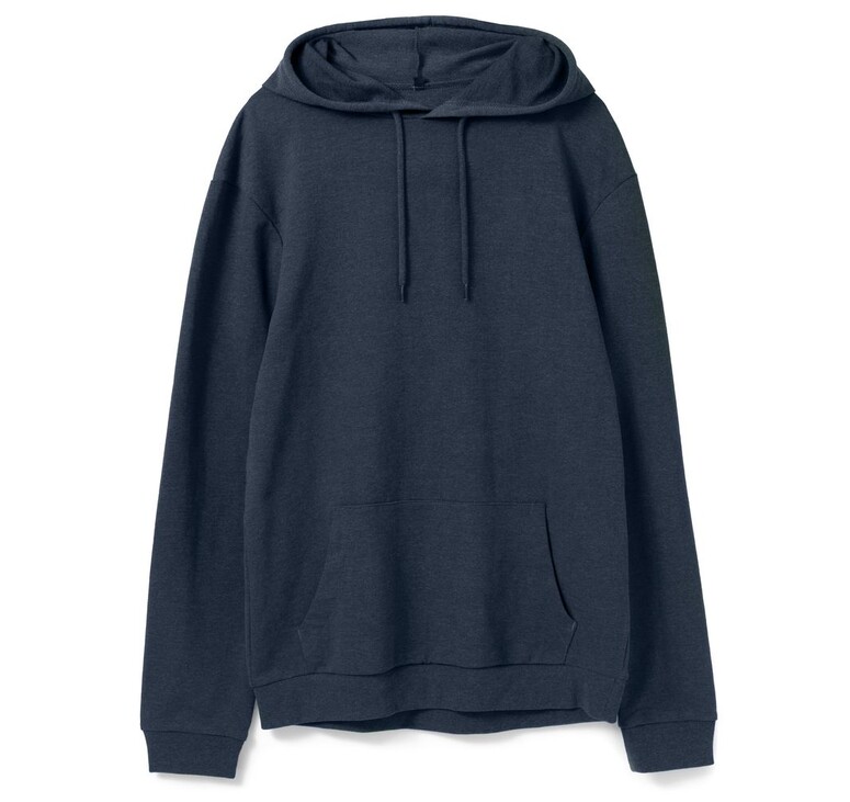 Толстовка с капюшоном унисекс Hoodie, синий меланж, размер S