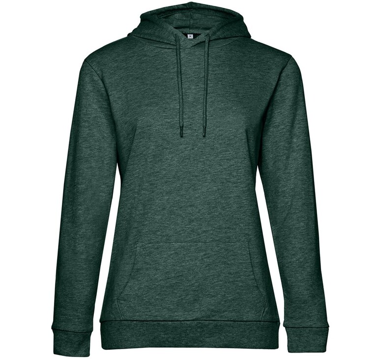 Толстовка с капюшоном женская Hoodie, темно-зеленый меланж, размер L