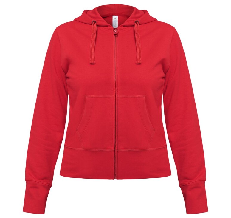 Толстовка женская Hooded Full Zip красная, размер XXL