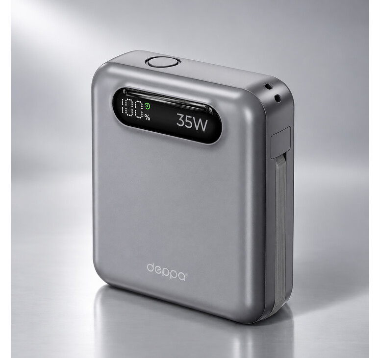 Внешний АКБ NRG Turbo Cable 10000 mAh, 35Вт, графит, Deppa