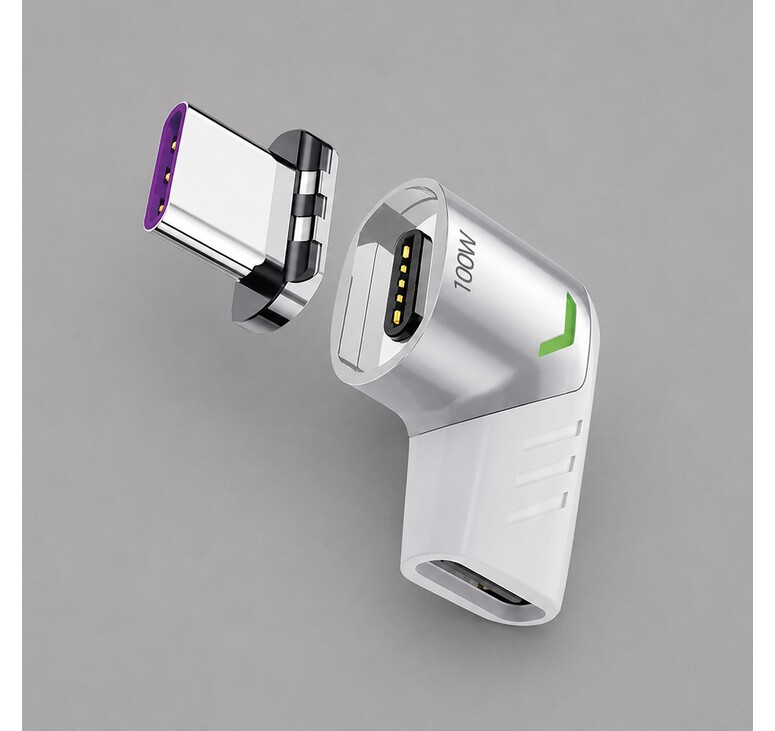 Адаптер USB-С - USB-C, магнитный, белый, Deppa