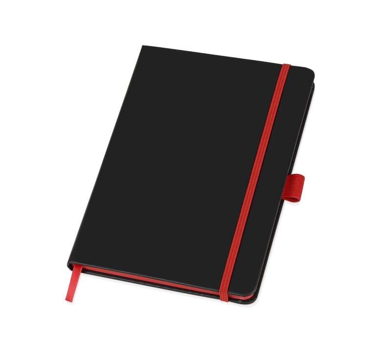 Блокнот Color edge A5, черный/красный