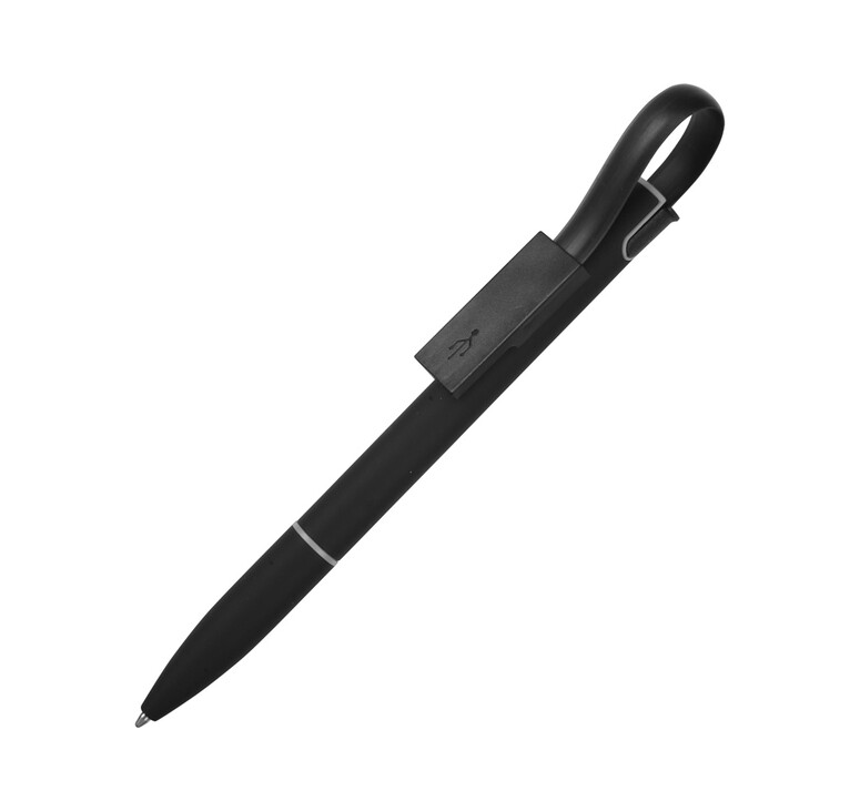 Ручка шариковая с кабелем USB, черный