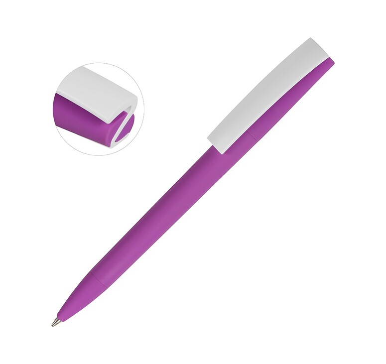 Ручка пластиковая soft-touch шариковая «Zorro», фиолетовый/белый