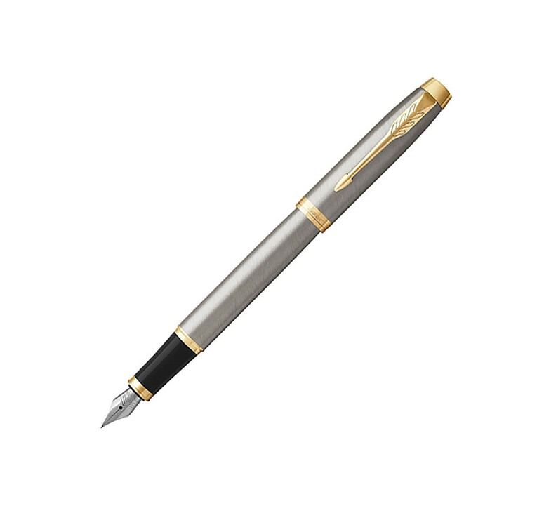 Перьевая ручка Parker IM Metal Brushed Metal GT, перо: F, цвет чернил: blue