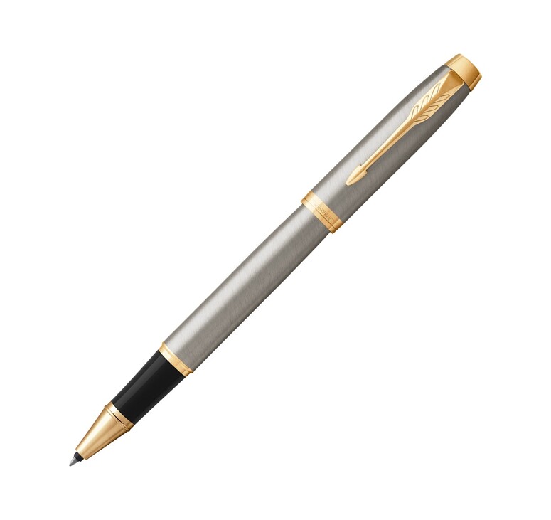 Ручка роллер «Parker IM Core Brushed Metal GT», серебристый/золотистый