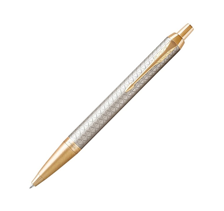 Шариковая ручка Parker IM Premium Warm Silver (grey)  GT, стержень: M, цвет чернил: blue, в подарочной упаковке.