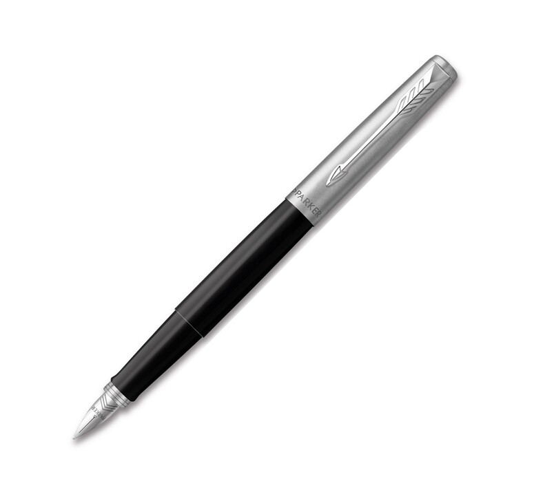 Перьевая ручка Parker Jotter Black CT, перо:F, цвет чернил: blue, в подарочной упаковке.