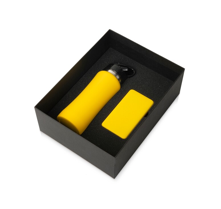 Подарочный набор с бутылкой для воды и повербанком С2, 10000 mAh, желтый