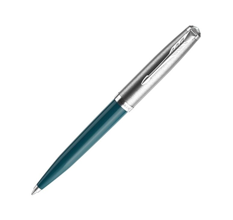 Шариковая ручка Parker 51 CORE TEAL BLUE CT, стержень: M, цвет чернил: black, в подарочной упаковке.