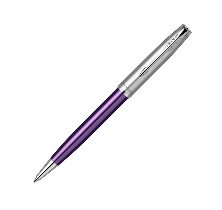 Шариковая ручка Parker Sonnet Essentials Violet SB Steel CT, цвет чернил black, перо: M, в подарочной упаковке.