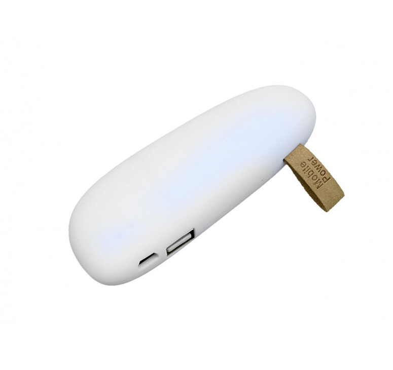 PB_Small_stone Универсальное зарядное устройство power bank в форме камня. 2600MAH. Белый