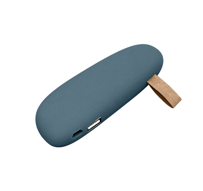 PB_Small_stone Универсальное зарядное устройство power bank в форме камня. 2600MAH. Темно-синий (чистый хлястик)