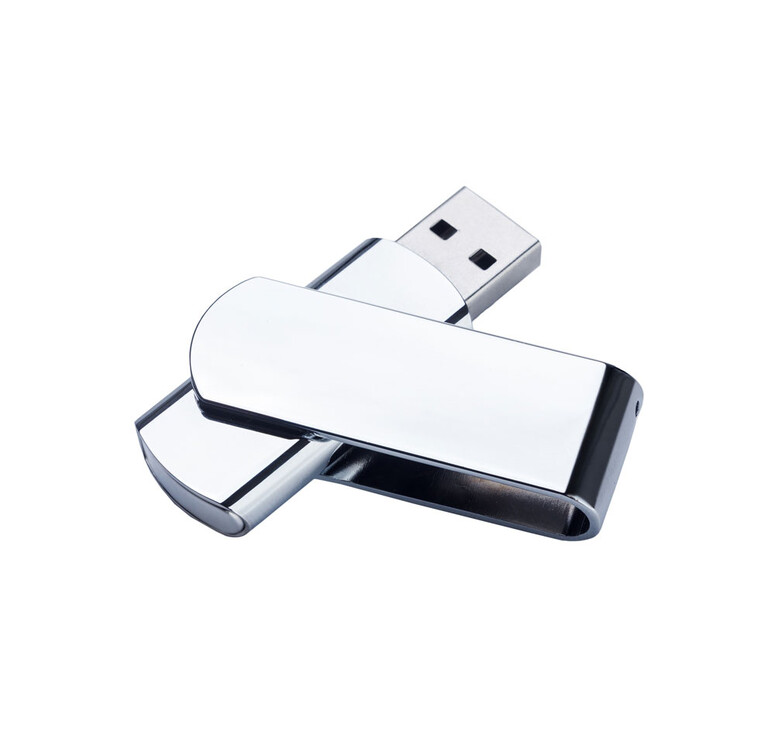 USB-флешка металлическая поворотная на 16 ГБ, глянец