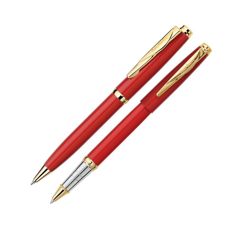 Набор Pierre Cardin коллекция «ПАРА (PEN&PEN)» : ручка шариковая + роллер. Корпус - латунь с лакированным покрытием. Отделка и детали дизайна - сталь с позолотой. Цвет - красный. Упаковка Е.