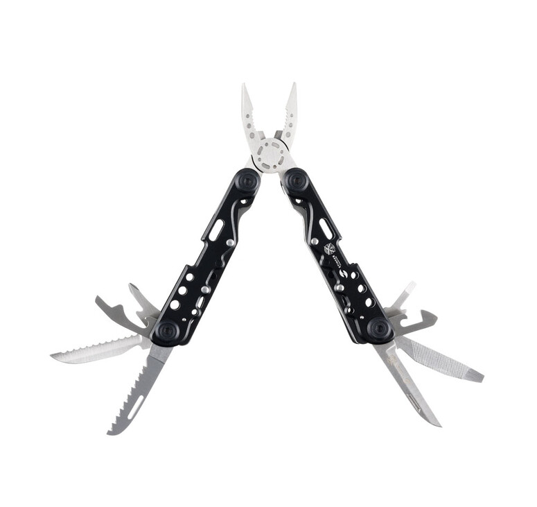Мультитул Stinger, 105x40 мм, 13 функций, сталь, чёрно-серебристый, в комплекте нейлоновый чехол