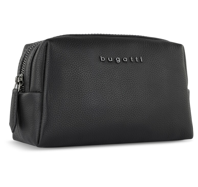 Косметичка BUGATTI БЕЛЛА | BELLA, чёрная, воловья кожа/полиэстер, 19х8,5х11 см