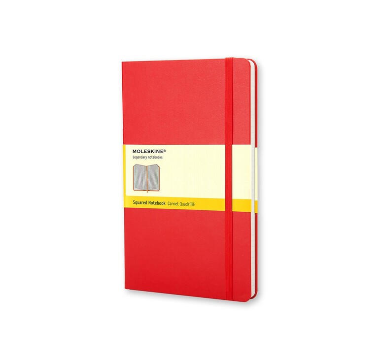 Записная книжка Moleskine Classic (в клетку) в твердой обложке, Large (13х21см), красный