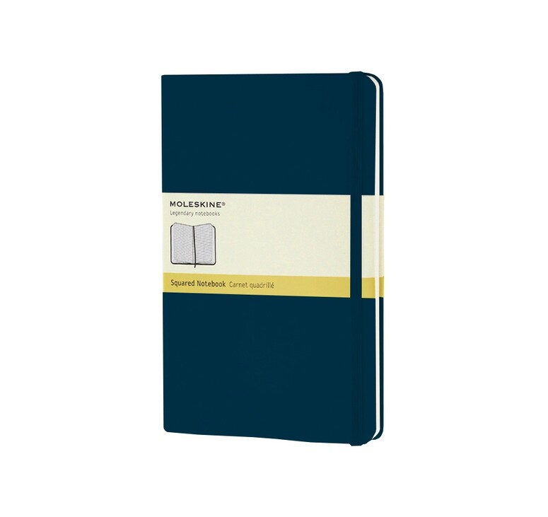 Записная книжка Moleskine Classic (в клетку) в твердой обложке, Large (13х21см), голубой сапфир