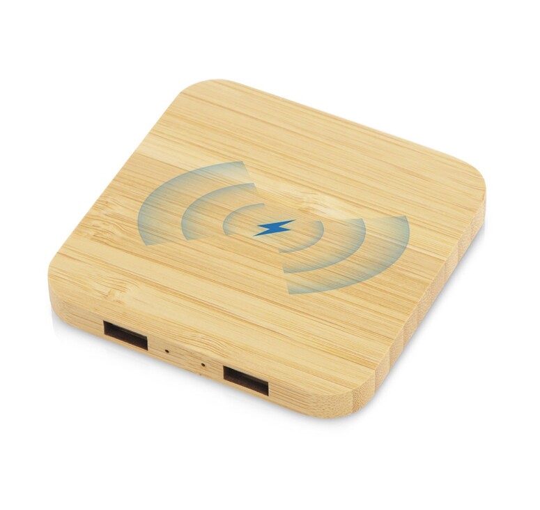 USB-хаб с беспроводной зарядкой из бамбука Plato