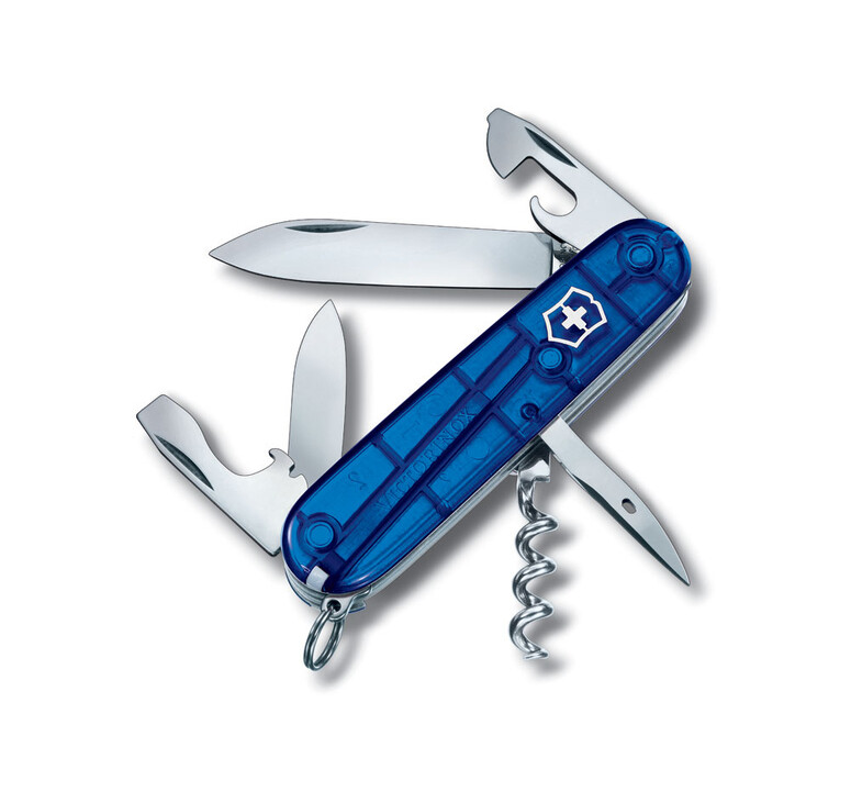 Нож перочинный VICTORINOX Spartan, 91 мм, 12 функций, полупрозрачный синий