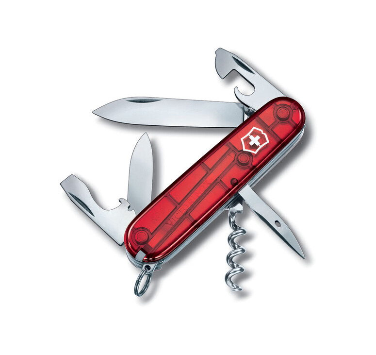Нож перочинный VICTORINOX Spartan, 91 мм, 12 функций, полупрозрачный красный