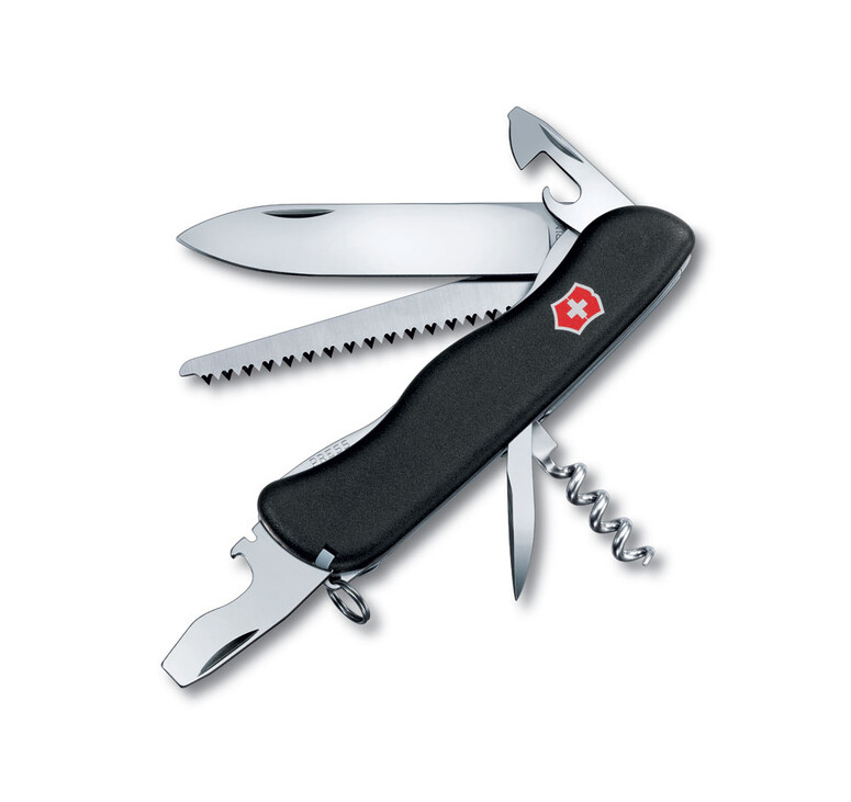 Нож перочинный VICTORINOX Forester, 111 мм, 12 функций, с фиксатором лезвия, чёрный