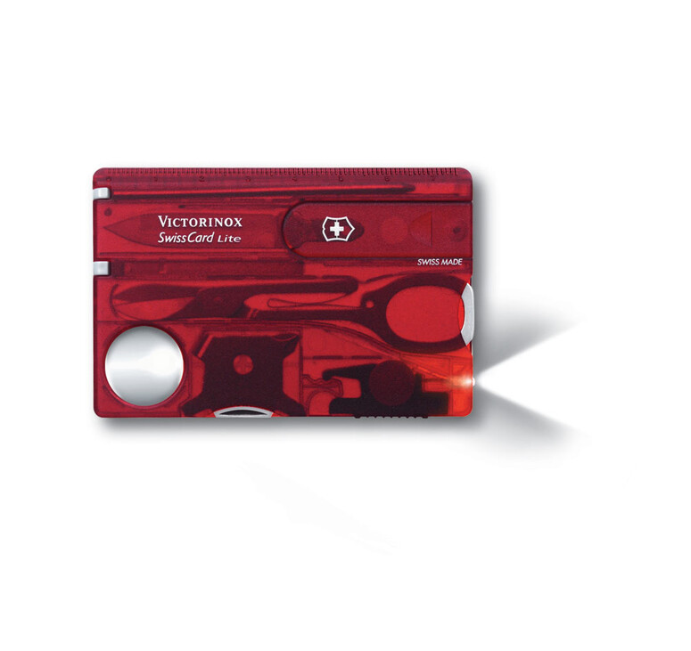 Швейцарская карточка VICTORINOX SwissCard Lite, 13 функций, полупрозрачная красная