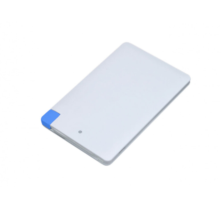 Универсальное зарядное устройство Credit _card1_power_bank  под нанесение логотипа  в виде кредитной карты, толщина всего 7,5 . 2500MAH. Синий