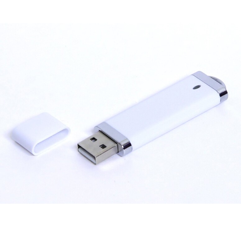 USB-флешка промо на 32 Гб прямоугольной классической формы, белый