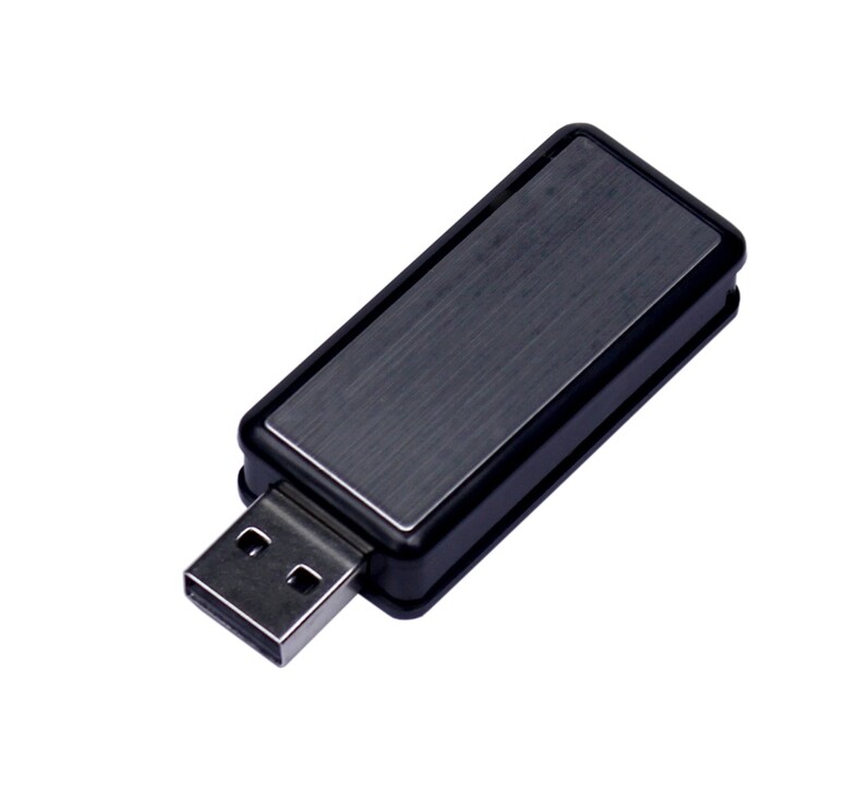 USB-флешка промо на 4 Гб прямоугольной формы, выдвижной механизм, черный