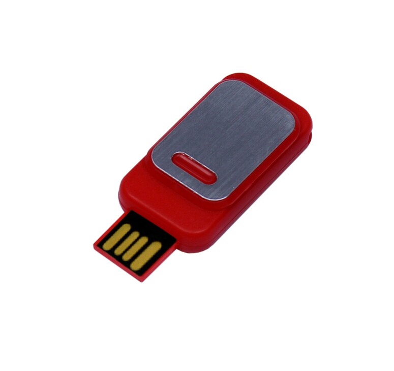 USB-флешка промо на 32 Гб прямоугольной формы, выдвижной механизм, красный