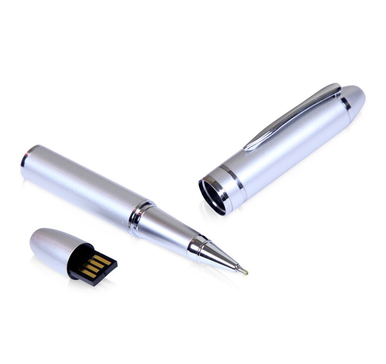 USB-флешка на 16 Гб в виде ручки с мини чипом, серебро