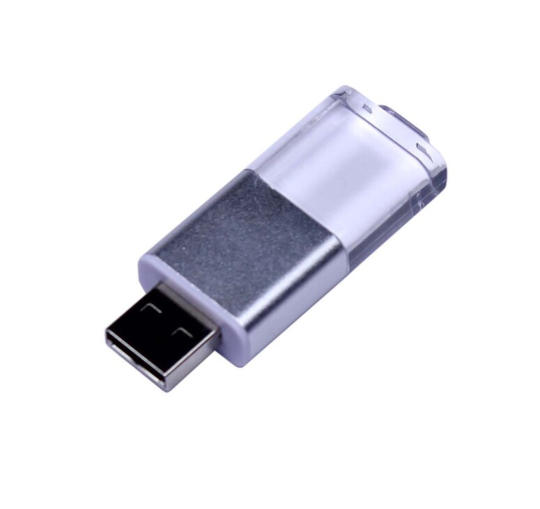 USB-флешка промо на 16 Гб прямоугольной формы, выдвижной механизм, белый