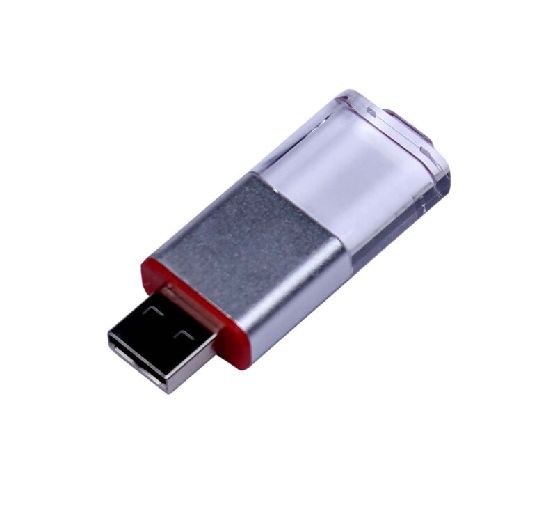 USB-флешка промо на 32 Гб прямоугольной формы, выдвижной механизм, красный