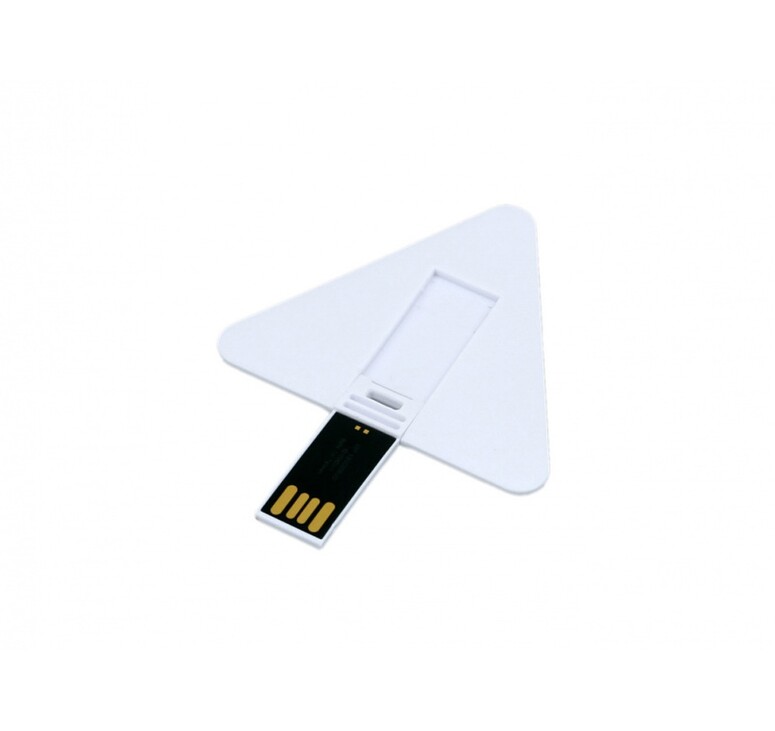 USB-флешка на 16 Гб в виде пластиковой карточки треугольной формы, белый
