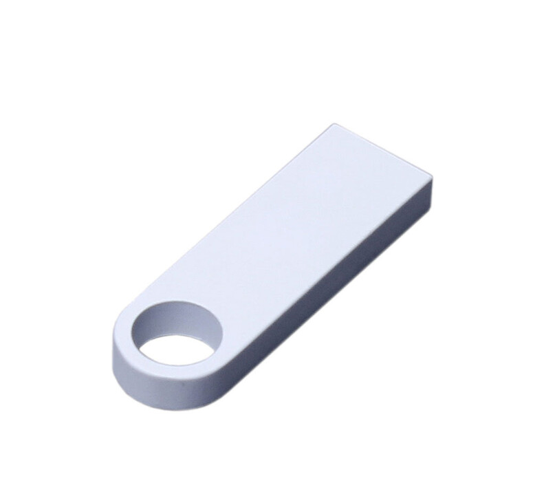 USB 2.0-флешка на 512 Мбайт  с мини чипом и круглым отверстием, белый
