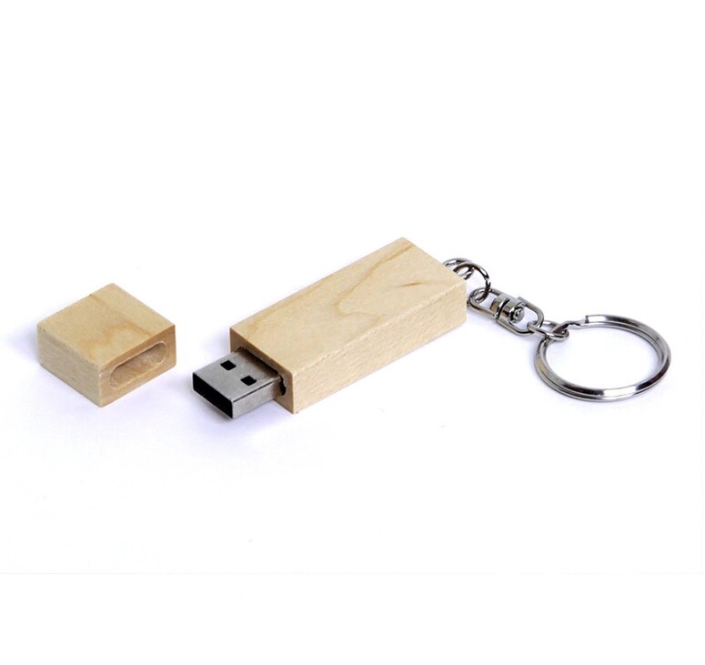 USB-флешка на 4 Гб прямоугольная форма, колпачек с магнитом, натуральный