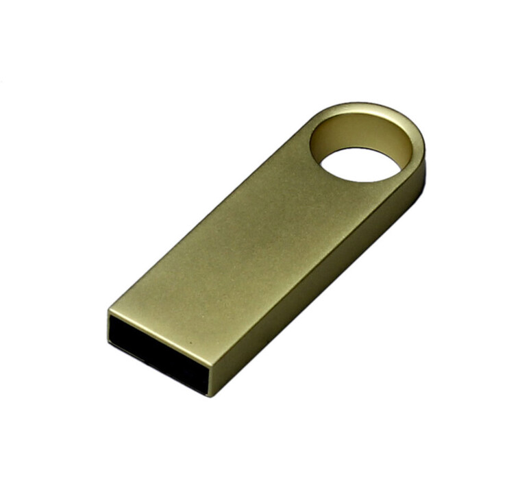 USB 3.0-флешка на 64 Гб с мини чипом и круглым отверстием, золотистый