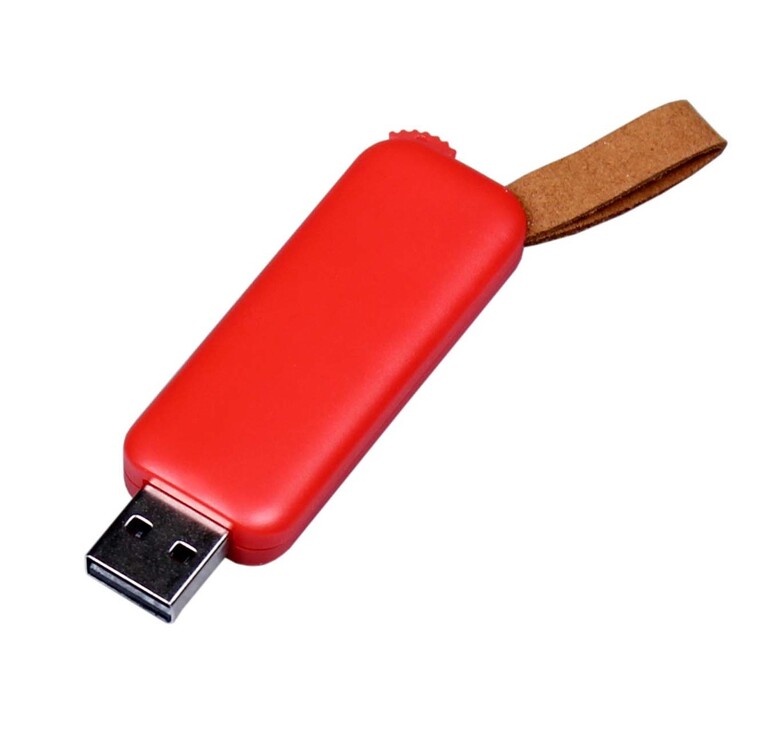USB-флешка промо на 32 Гб прямоугольной формы, выдвижной механизм, красный