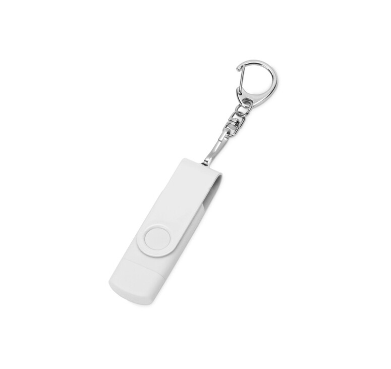 USB-флешка на 32 Гб 3 в 1 поворотный механизм, c двумя дополнительными разъемами MicroUSB и TypeC C с одноцветным металлическим клипом, белый